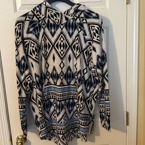 LuLaRoe Cream, Light Blue and Black Amber Hoodie Size 2XL